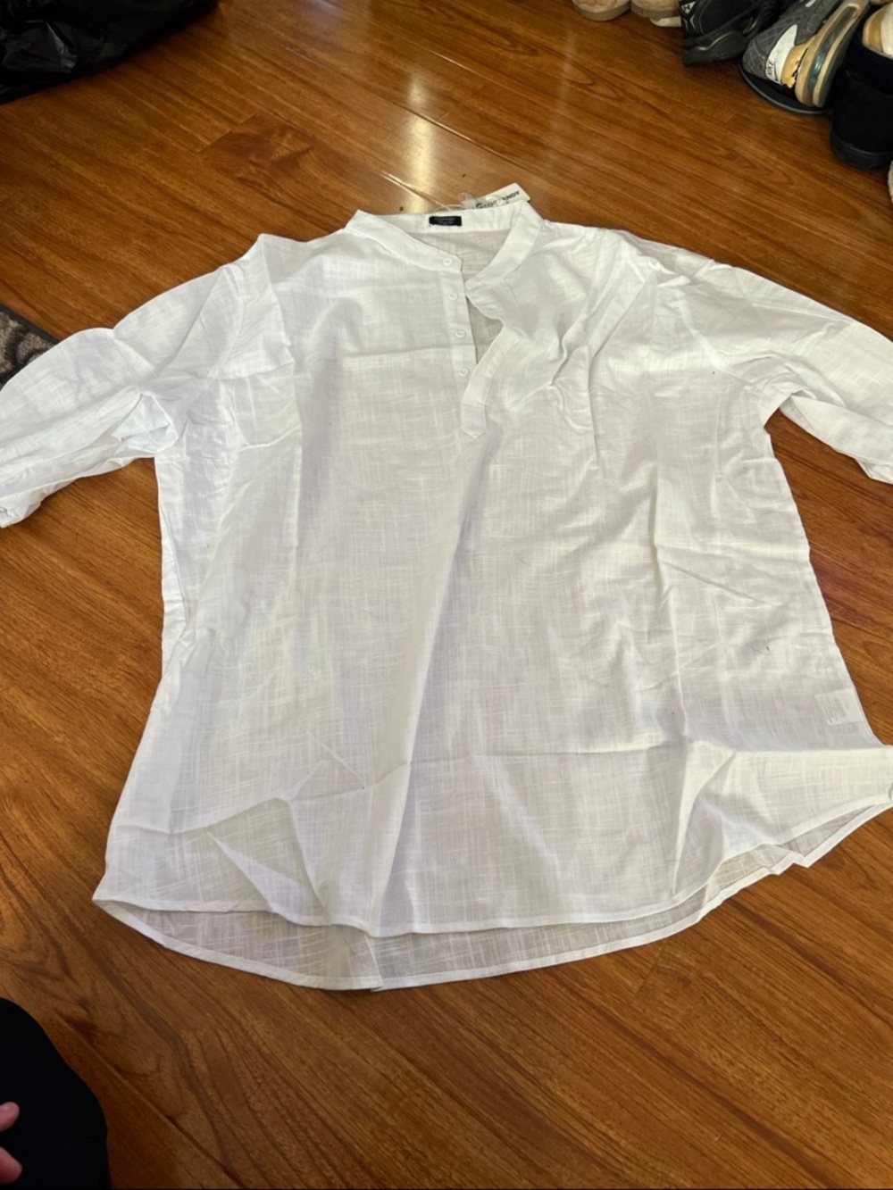 Coofandy White Linen Style Henley Shirt XL New With Tags